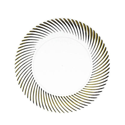 Home Collection Pack of 10 Round Plastic Salad and Dinner Plates with Swirl Rim 7"