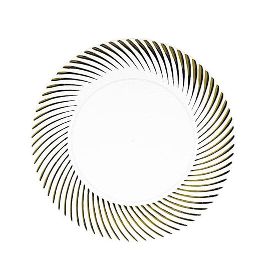 Home Collection Pack of 10 Round Plastic Salad and Dinner Plates with Swirl Rim 7"