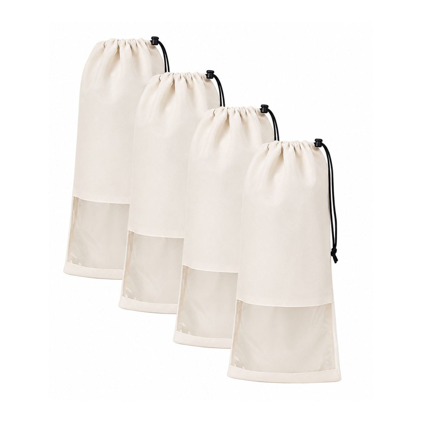 Home Collection Pack of 4 Shoe Bags with Clear TPU Window Storage Organizers
