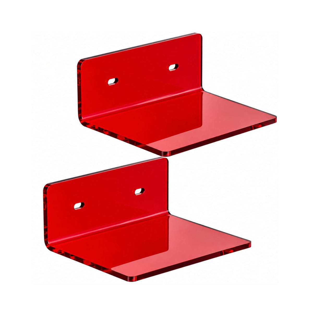 Home Collection Pack of 2 6-Inch Acrylic Floating Wall Shelves for Figures, Plants and Décor