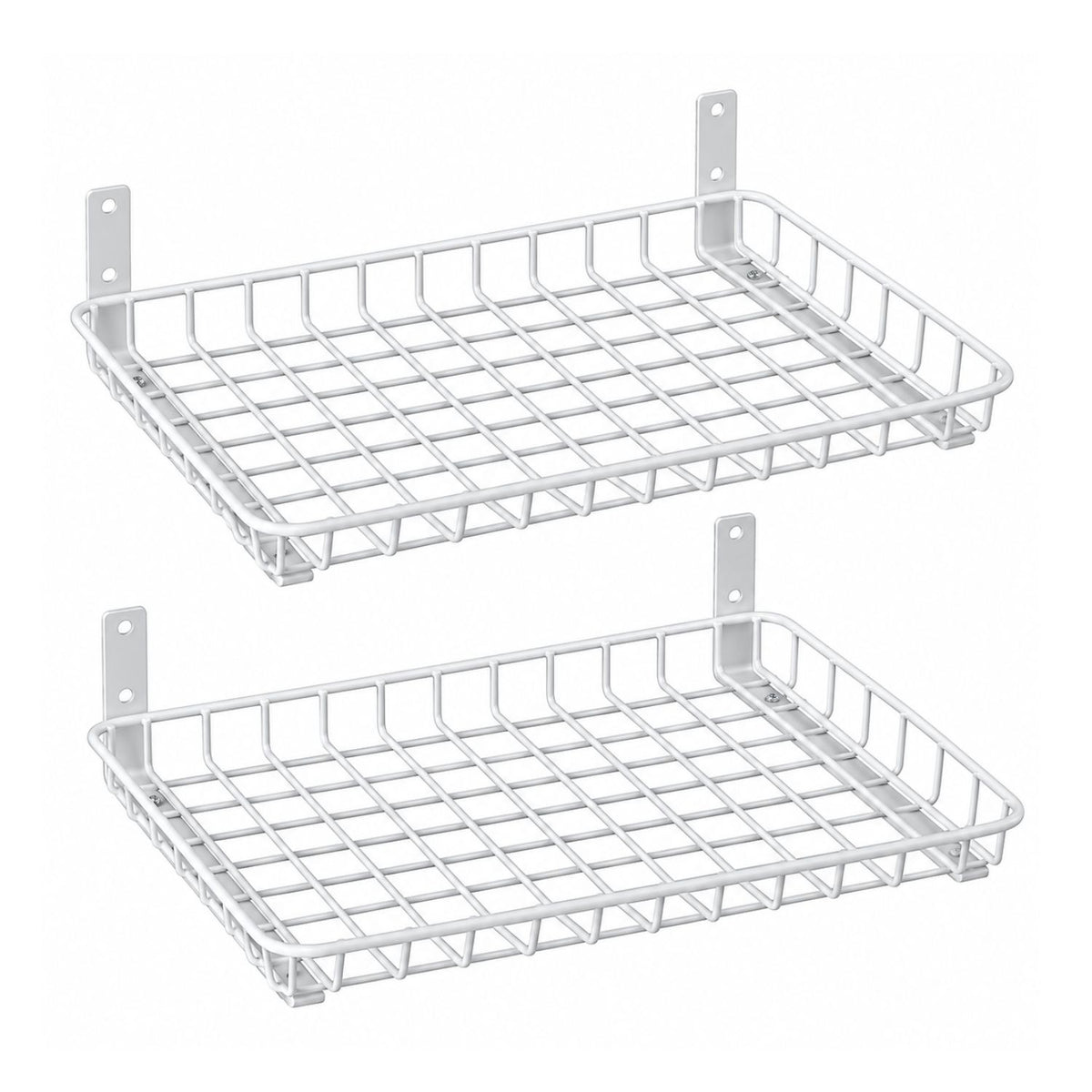 Home Collection Pack of 2 Heavy-Duty Metal Wall Mounted Storage Shelves 18x12 Inch