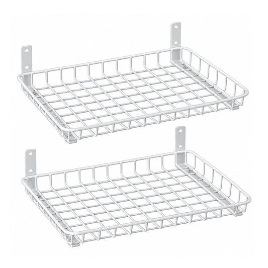 Home Collection Pack of 2 Heavy-Duty Metal Wall Mounted Storage Shelves 18x12 Inch
