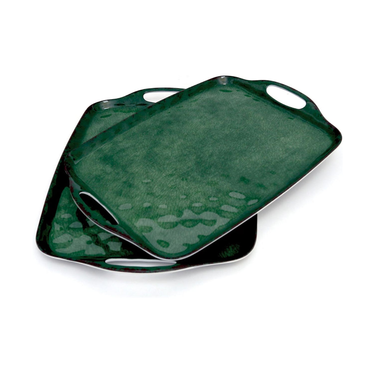 Home Collection Pack of 2 Melamine Serving Trays with Handles 17x12 Inch