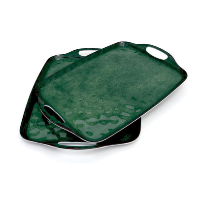 Home Collection Pack of 2 Melamine Serving Trays with Handles 17x12 Inch
