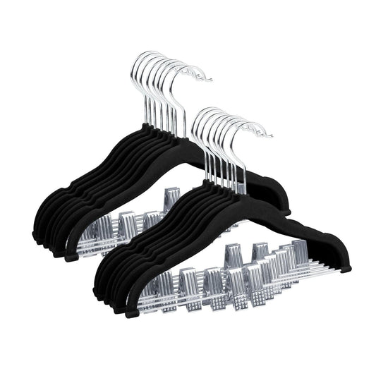 Home Collection Pack of 16 Non-Slip Velvet Hangers with Movable Clips 11.8 Inch