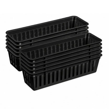Home Collection Pack of 12 Slim Plastic Storage Baskets Tray Stackable Narrow Organizer Bins