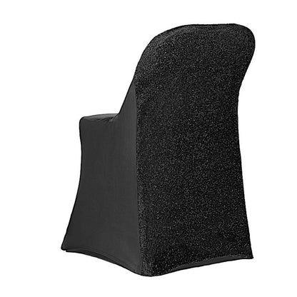 Home Collection Pack of 6 Spandex Folding Chair Covers with Glitter Metallic Back