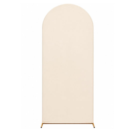 Home Collection Matte Fitted Spandex Round Top Wedding Arch Backdrop Stand Cover 6 ft