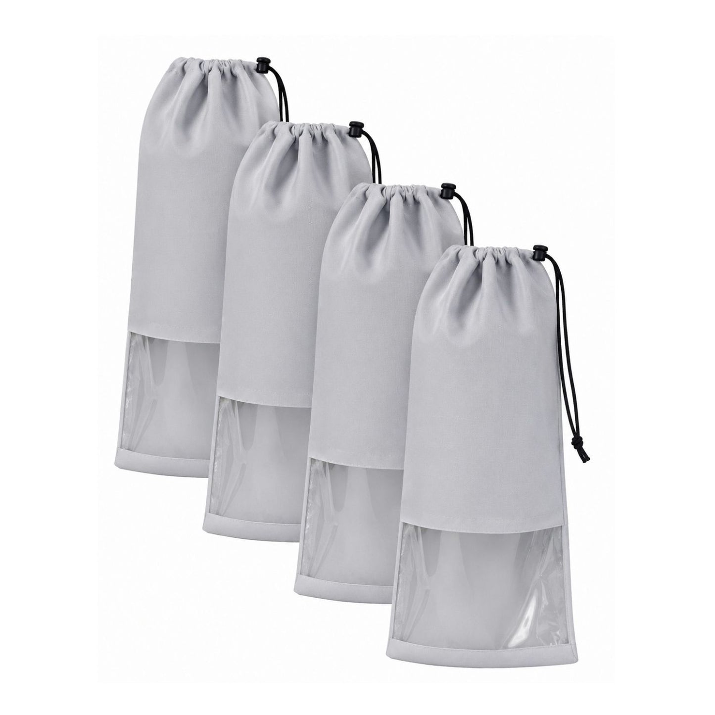 Home Collection Pack of 4 Shoe Bags with Clear TPU Window Storage Organizers