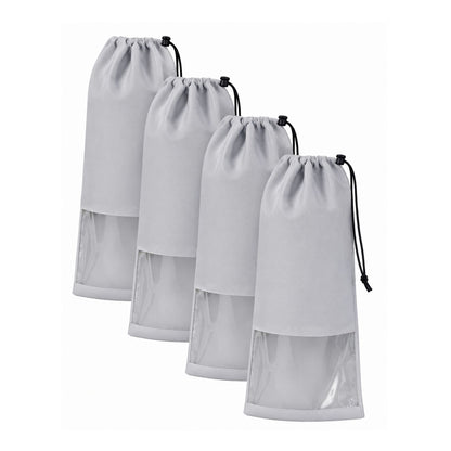 Home Collection Pack of 4 Shoe Bags with Clear TPU Window Storage Organizers