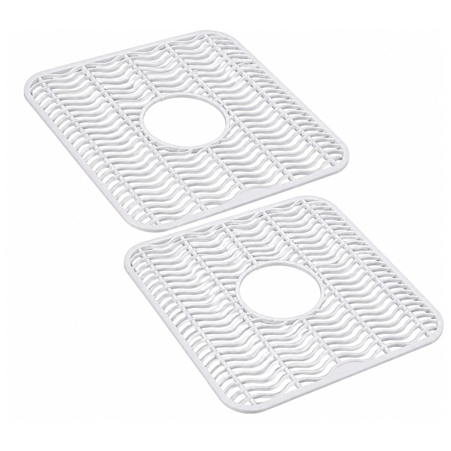 Home Collection Pack of 2 Sink Protector Mat Plastic with Center Drain 11x12-Inch