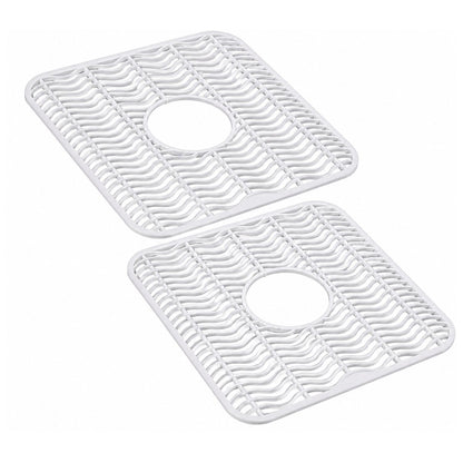 Home Collection Pack of 2 Sink Protector Mat Plastic with Center Drain 11x12-Inch