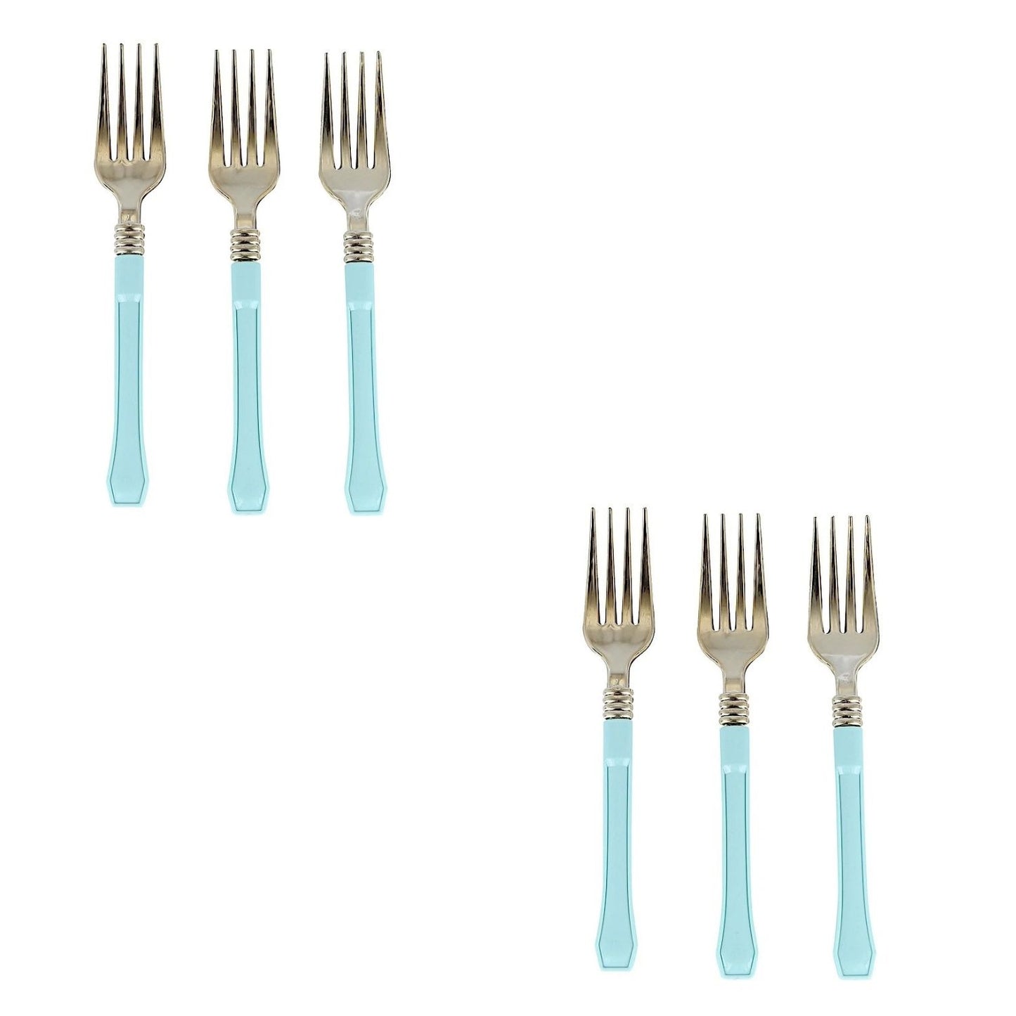 Home Collection Metallic Gold Disposable Forks with Blue Handle