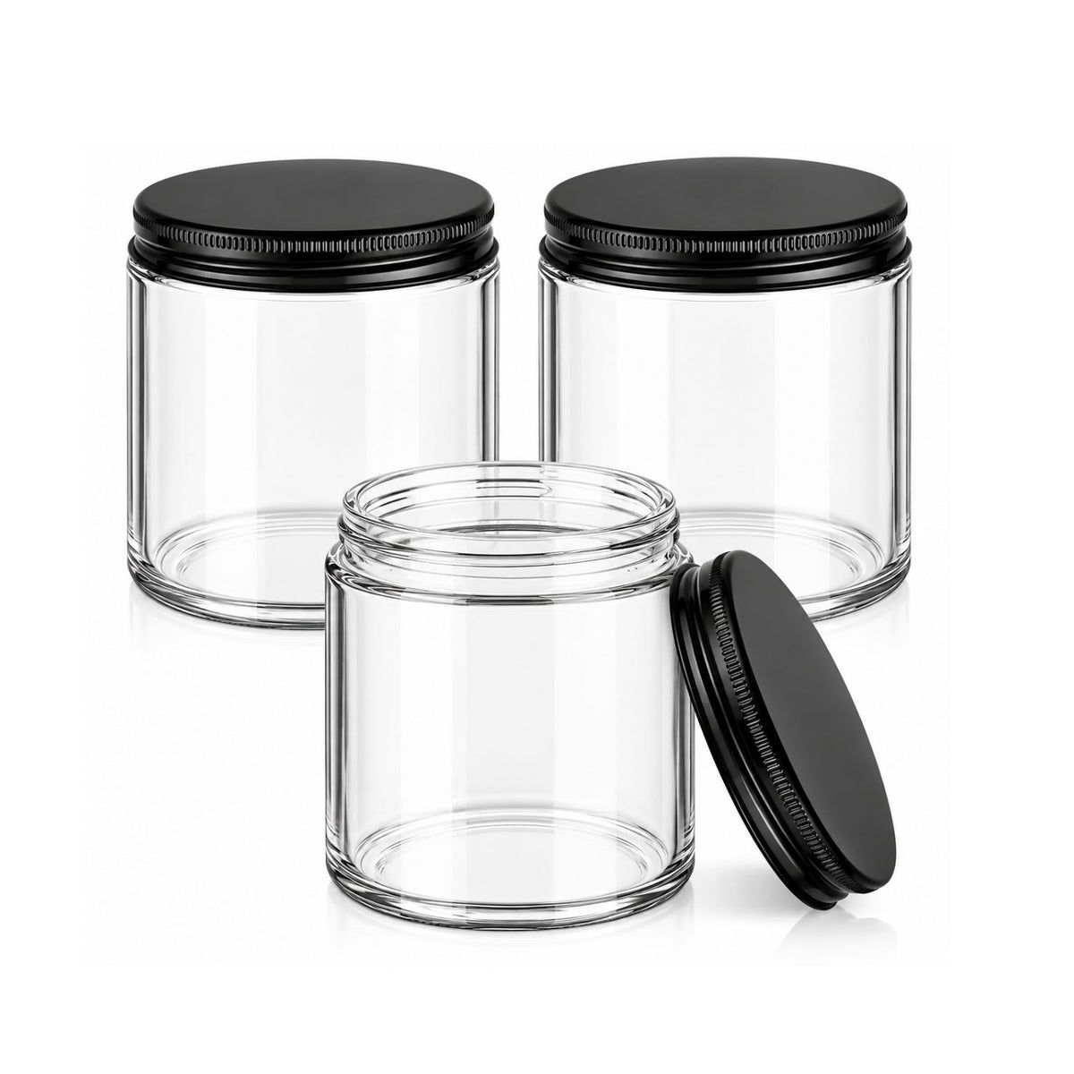 Home Collection Pack of 3 Glass Jars with Leakproof Lids and Blank Labels Storage Containers 8 oz
