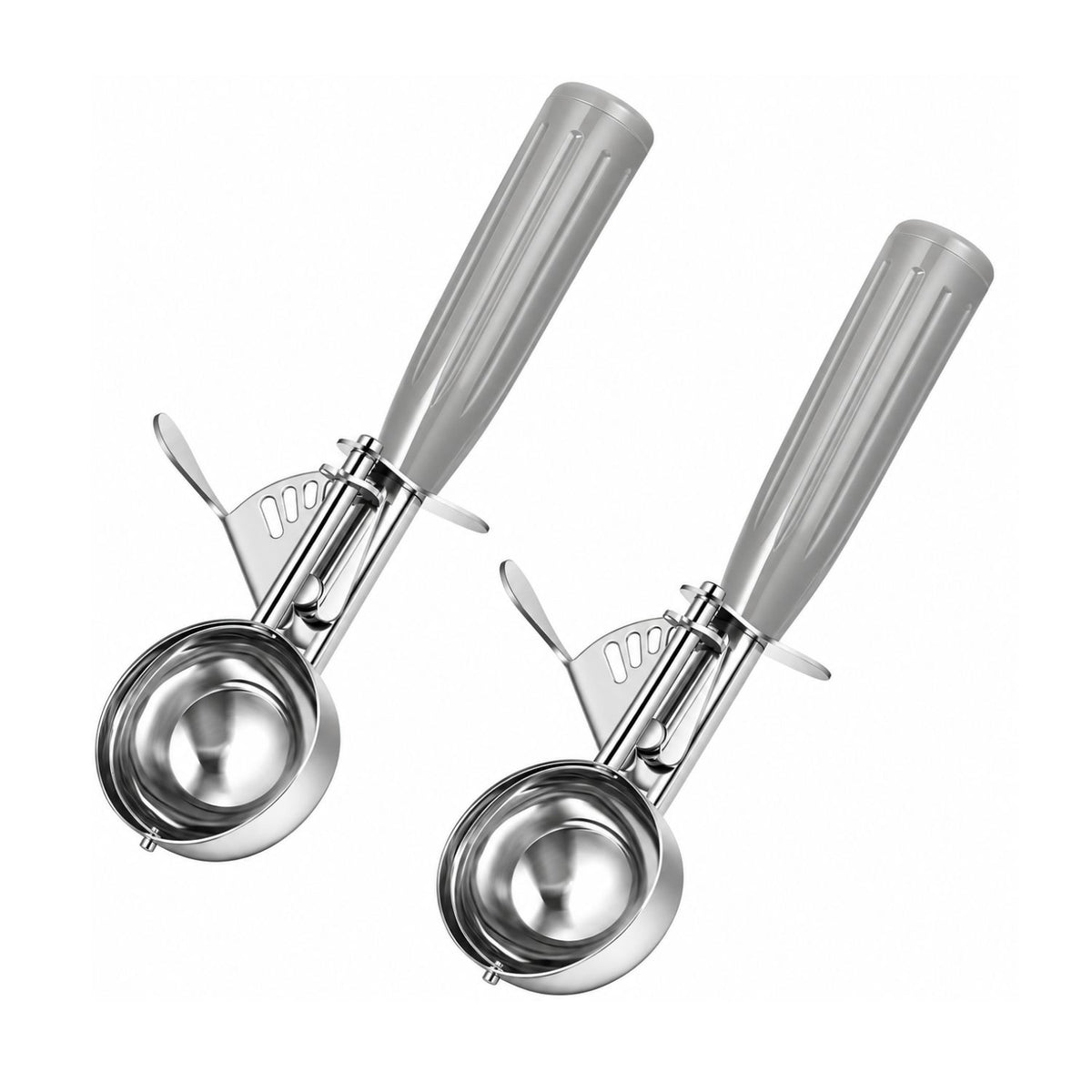 Home Collection Pack of 2 Stainless Steel Ice Cream Scoops with Trigger