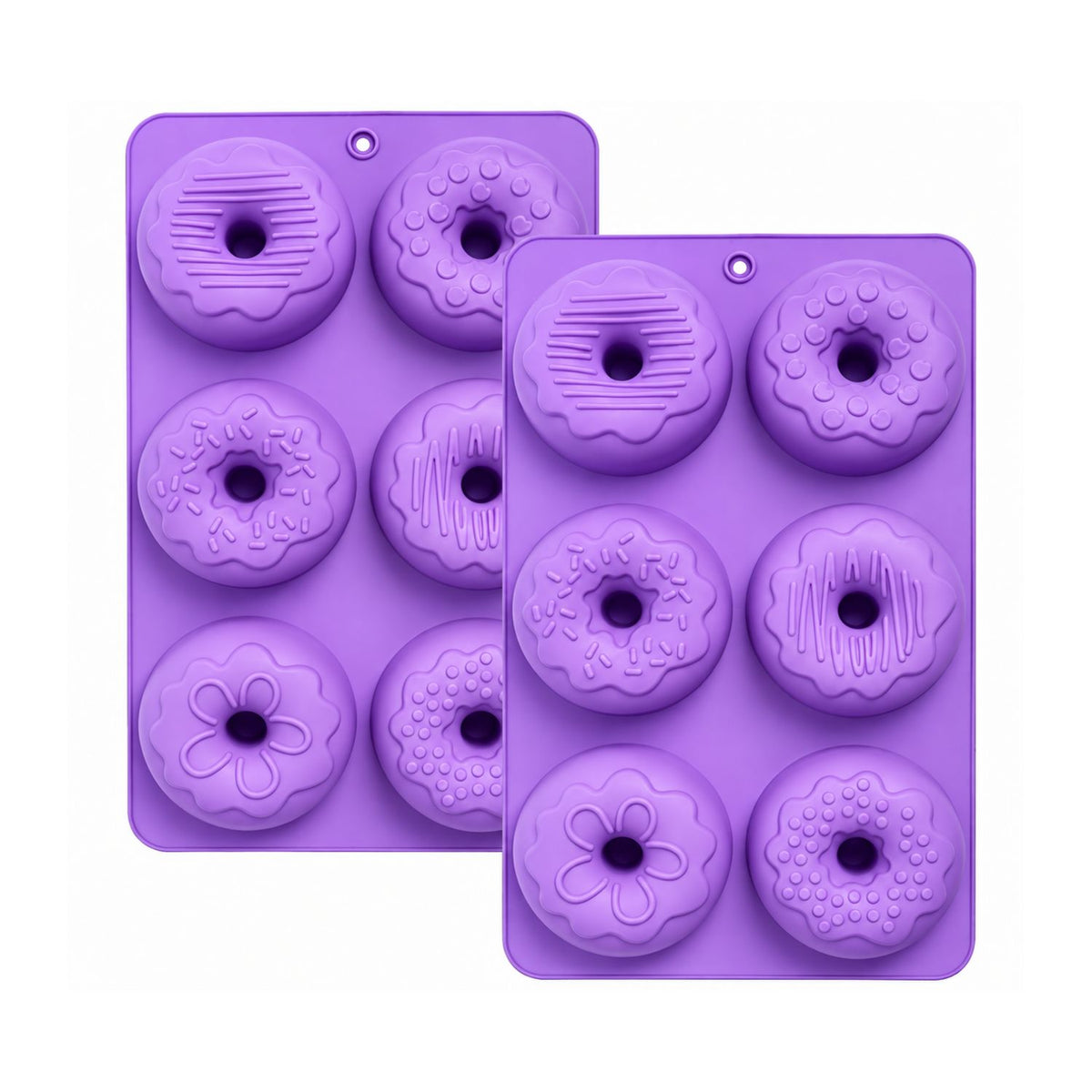 Home Collection Pack of 2 Purple Nonstick Silicone Donut Baking Molds