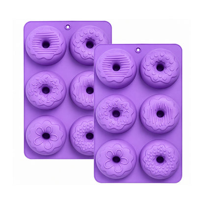 Home Collection Pack of 2 Purple Nonstick Silicone Donut Baking Molds