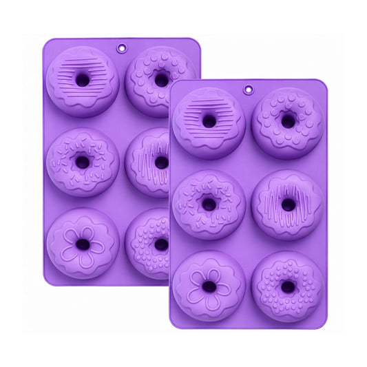 Home Collection Pack of 2 Purple Nonstick Silicone Donut Baking Molds