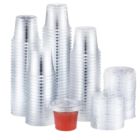 Home Collection 1 oz Clear Plastic Disposable Portion Cups with Lids