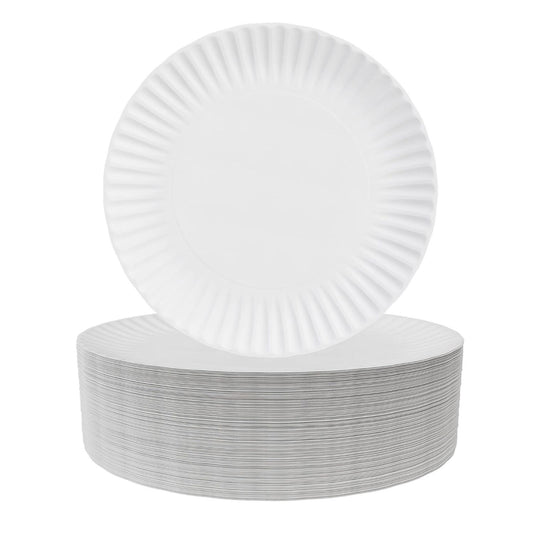 Home Collection Uncoated Disposable Paper Plates 9"
