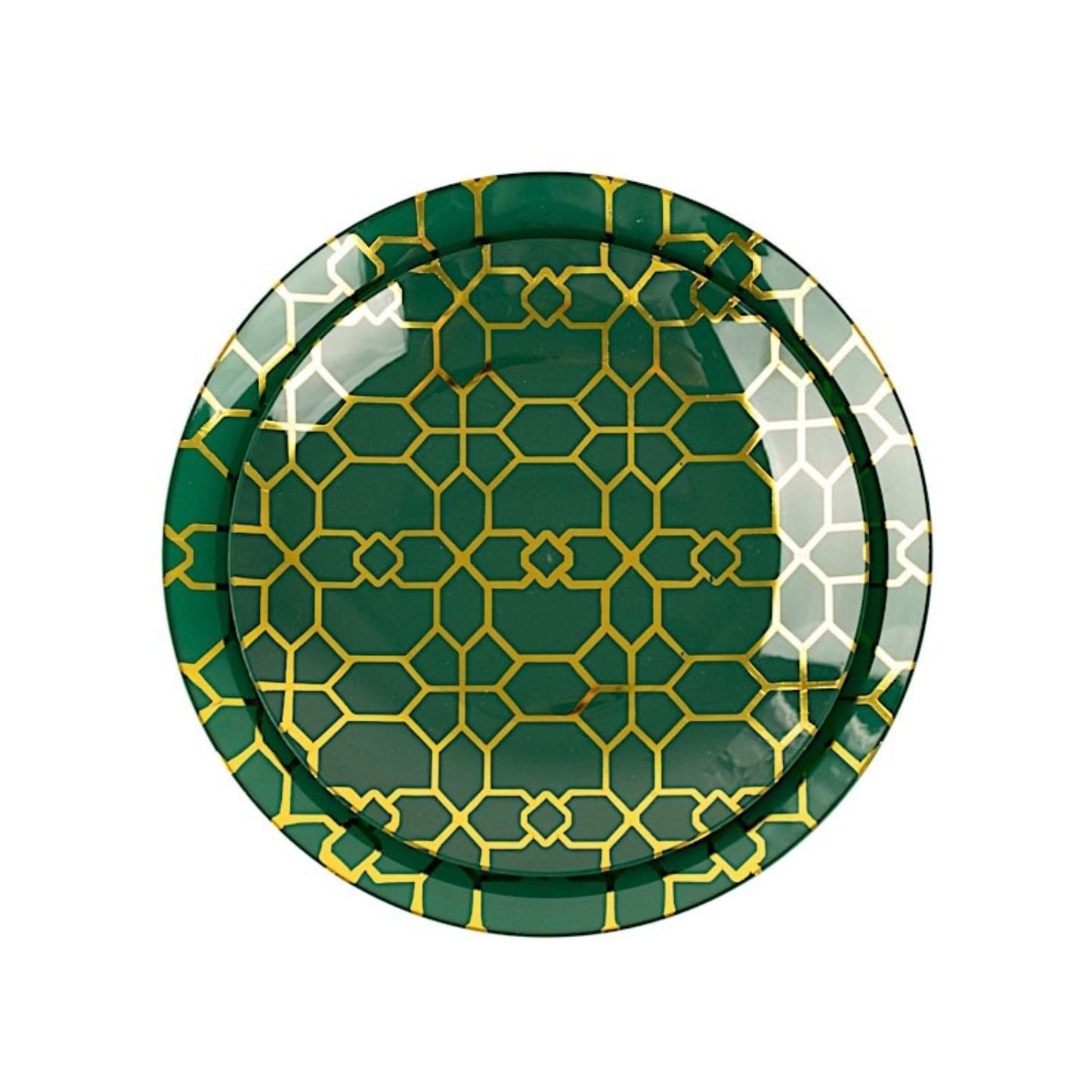 Home Collection Pack of 20 Round Plastic Dinner Plates Gold Geometric Design