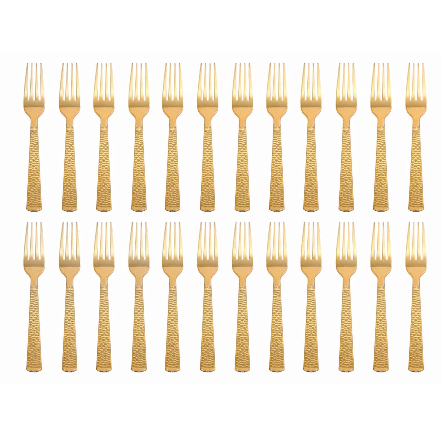 Home Collection Disposable Gold Hammered Design Plastic Forks
