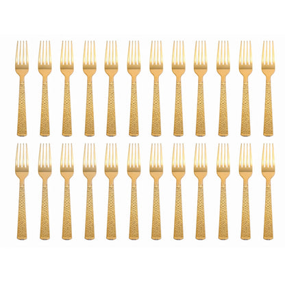 Home Collection Disposable Gold Hammered Design Plastic Forks