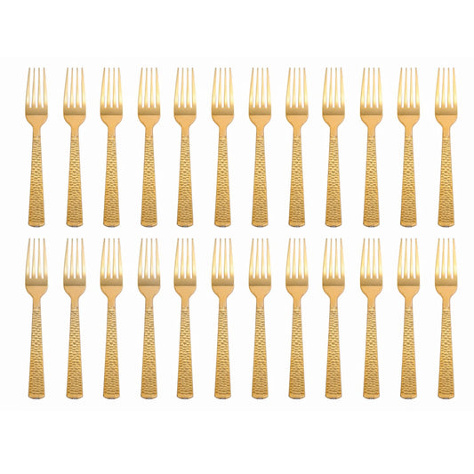 Home Collection Disposable Gold Hammered Design Plastic Forks