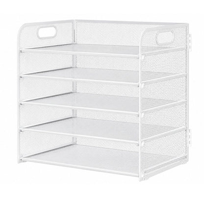 Home Collection 5 Tier Mesh Paper Organizer Letter Tray with Handle Desk File Holder