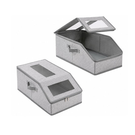 Home Collection Pack of 2 Stackable Baseball Cap Storage Boxes with Clear Window