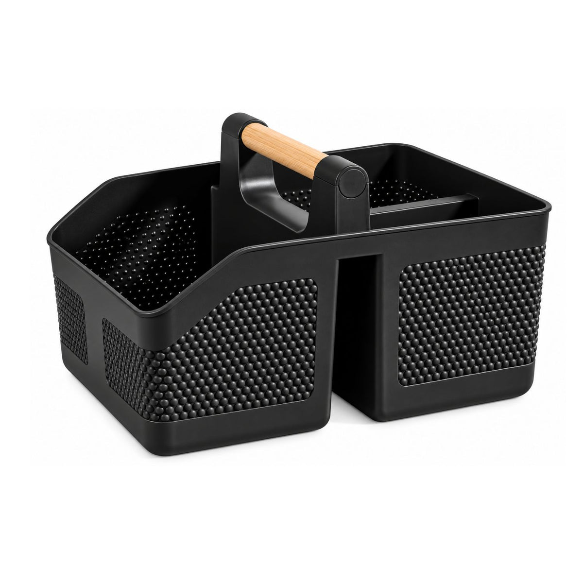 Home Collection Portable Plastic Shower Caddy Basket with Bamboo Handle