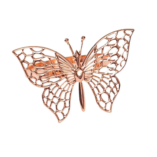 Home Collection Pack of 4 Metal Napkin Rings Laser Cut Butterfly Design