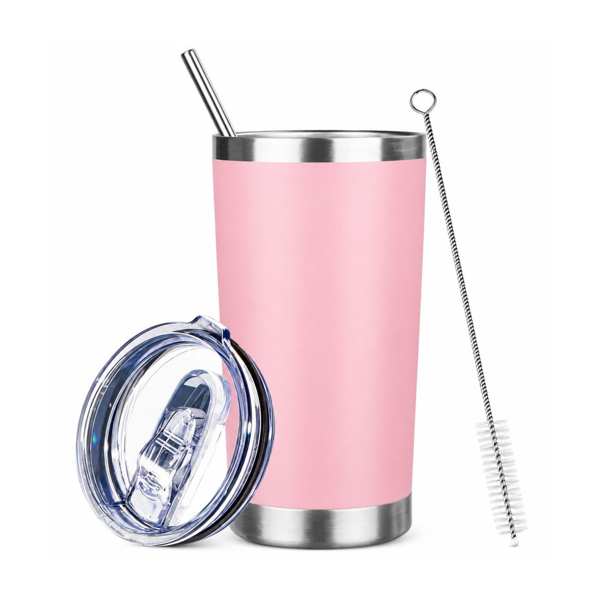 Home Collection Double Wall 20 oz Stainless Steel Insulated Tumbler with Lid and Straw