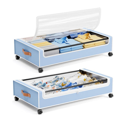 Home Collection Pack of 2 Large Under Bed Storage with Wheels Containers for Clothes and Shoes