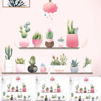 Home Collection Succulent Green Shelf Wall Stickers