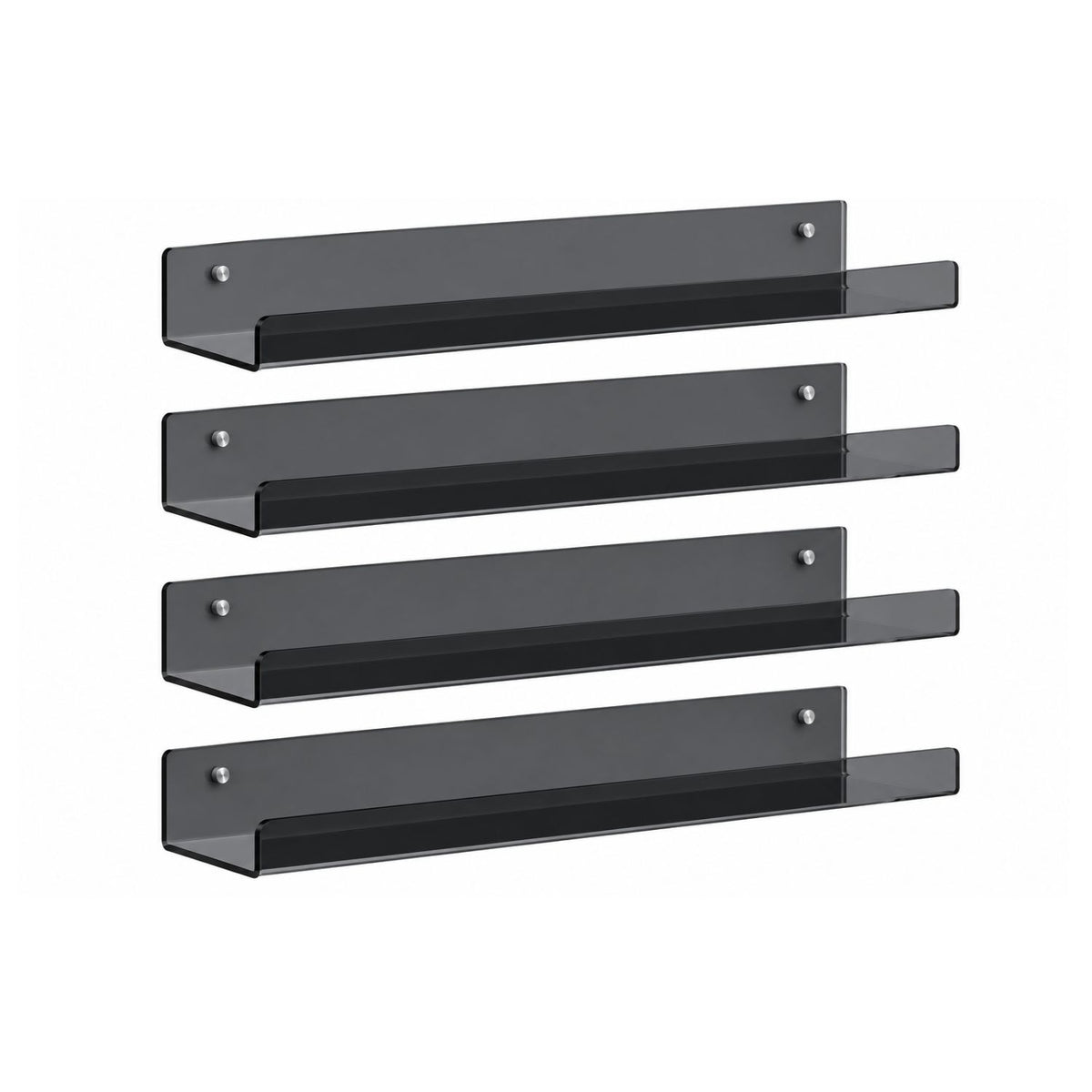 Home Collection Pack of 4 Acrylic Floating Wall Shelves for Display and Organization 15 Inch