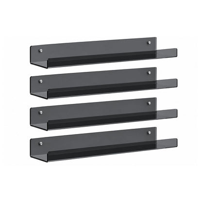 Home Collection Pack of 4 Acrylic Floating Wall Shelves for Display and Organization 15 Inch
