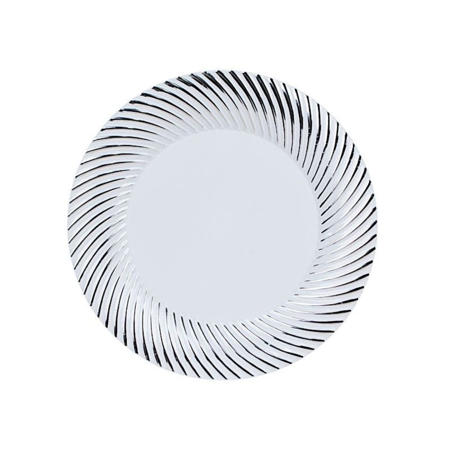 Home Collection Pack of 10 Round Plastic Salad and Dinner Plates with Swirl Rim 7"
