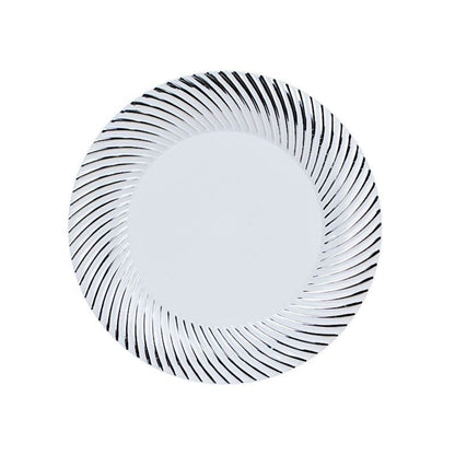 Home Collection Pack of 10 Round Plastic Salad and Dinner Plates with Swirl Rim 7"