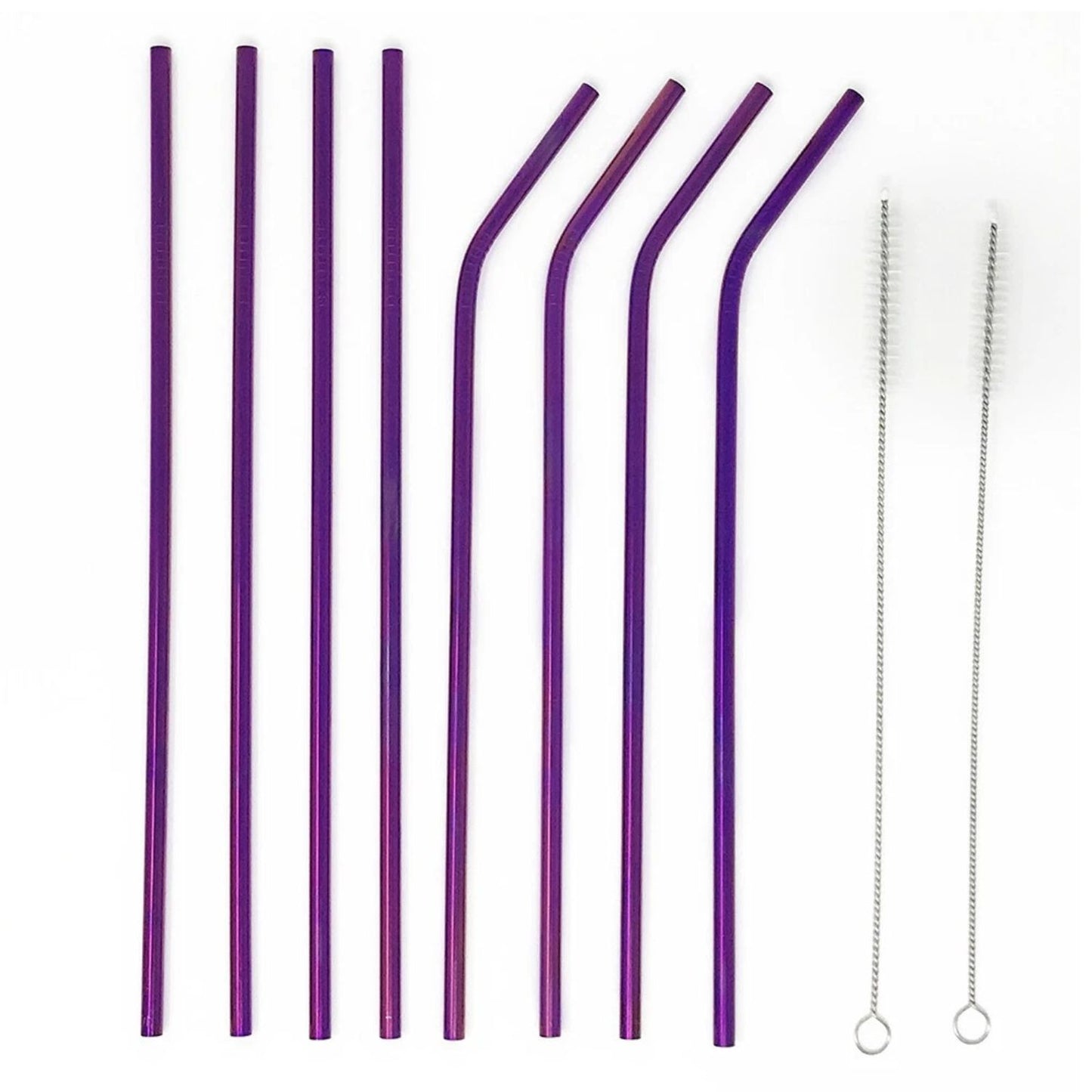 Home Collection Pack of 8 Stainless Steel Metal Cocktail Straws Set 10.5 Inch