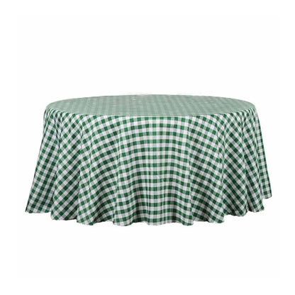 Home Collection Checkered Gingham Polyester Round Tablecloth 108"