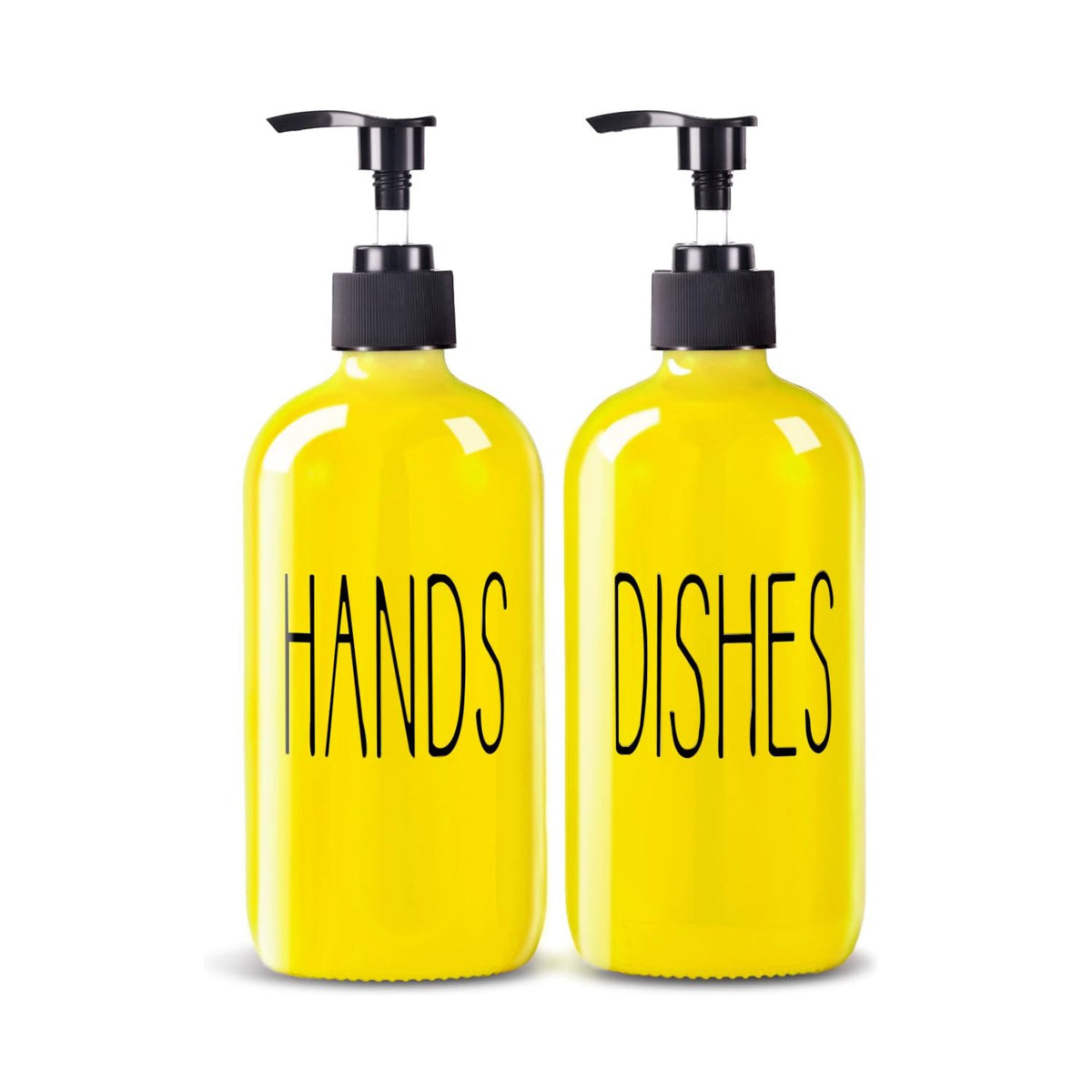 Home Collection Pack of 2 Glass Soap Dispenser Kitchen Sink Dish and Hand Soap Pump Bottles 16 oz