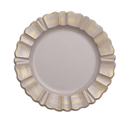 Home Collection 6-Pack Round Scalloped Trim Charger Plates 13"