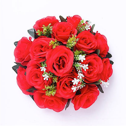 Pack of 2 Bouquets Silk Rose Flower Balls 10 Inch
