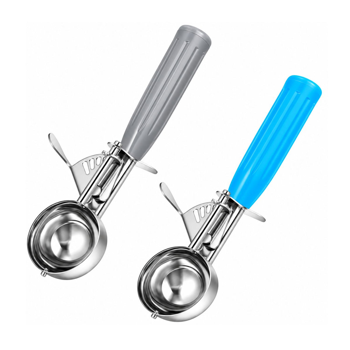 Home Collection Pack of 2 Stainless Steel Ice Cream Scoops with Trigger
