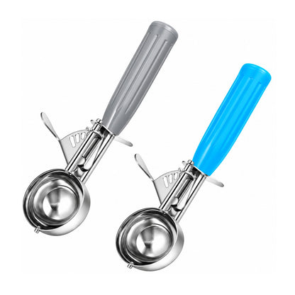 Home Collection Pack of 2 Stainless Steel Ice Cream Scoops with Trigger