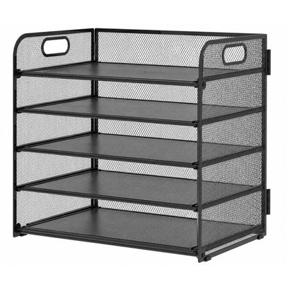 Home Collection 5 Tier Mesh Paper Organizer Letter Tray with Handle Desk File Holder