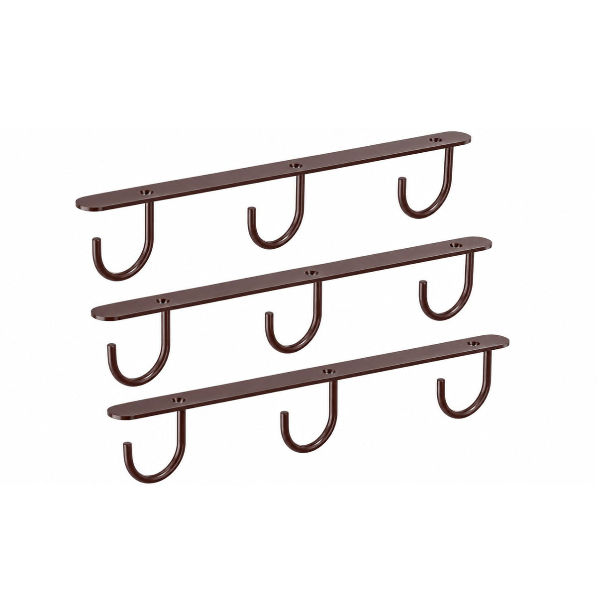 Home Collection Pack of 3 Under Cabinet Mug Holders with 9 Hooks for Cups and Utensils