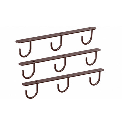 Home Collection Pack of 3 Under Cabinet Mug Holders with 9 Hooks for Cups and Utensils