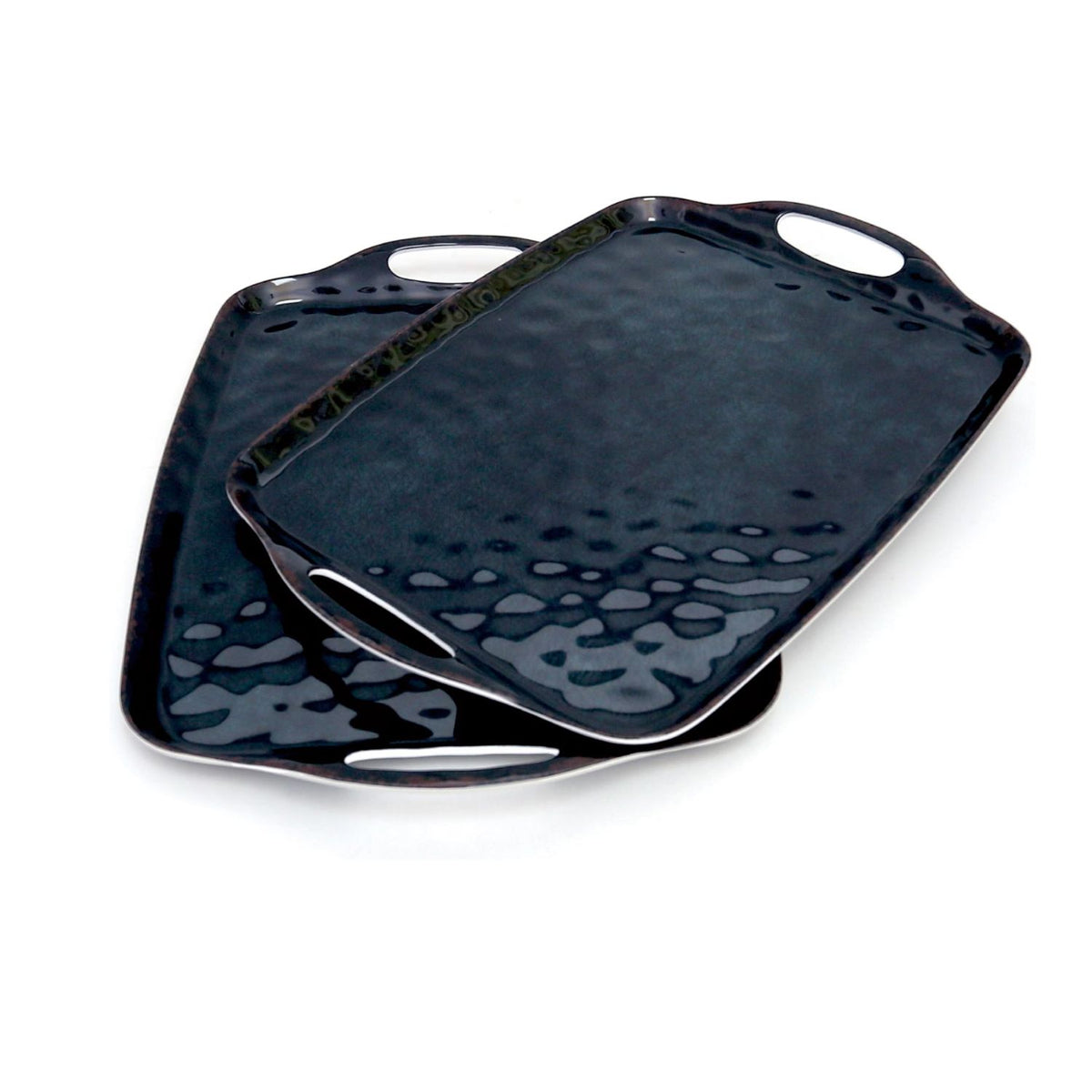 Home Collection Pack of 2 Melamine Serving Trays with Handles 17x12 Inch